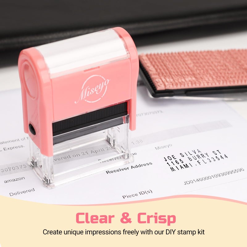 Miseyo DIY Self Inking Stamp Up to 3 Lines, Customized Text Clothing Label, Paper and Fabric Marker - Image 2